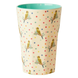 Rice Melamine Tall Budgie Dots