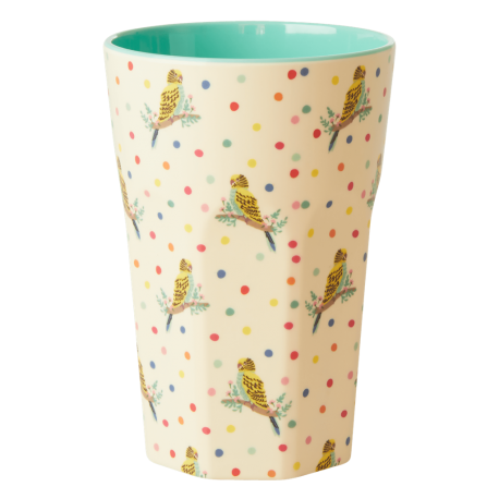 Rice Melamine Tall Budgie Dots