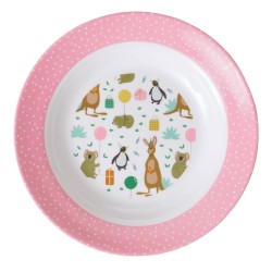 Rice Plate Kids Bowl Party Animals Pink