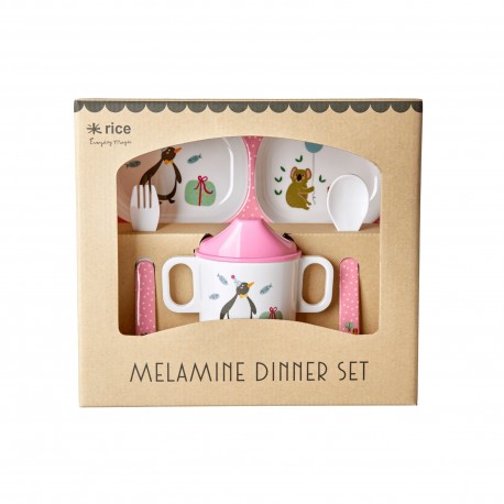 Rice Dinner Set Party Animal Pink