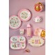 Rice Mel. Plate Party Animals Pink