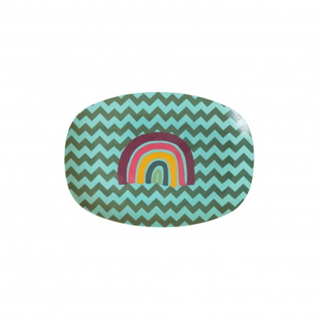 Rice Plate Small ZigZag Rainbow