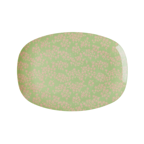 Rice small Oval Plate Pink Flower Field