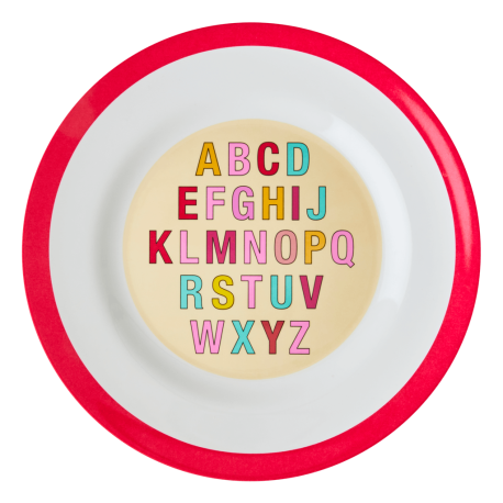 Rice Dinerbord Alfabet Rood