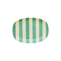 Rice Small Oval Plate Green Stripes