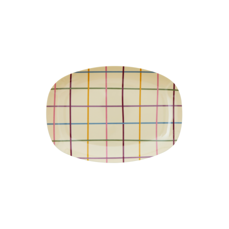 Rice Small Oval Plate Check Print