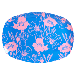 Rice Oval Plate Poppies Love