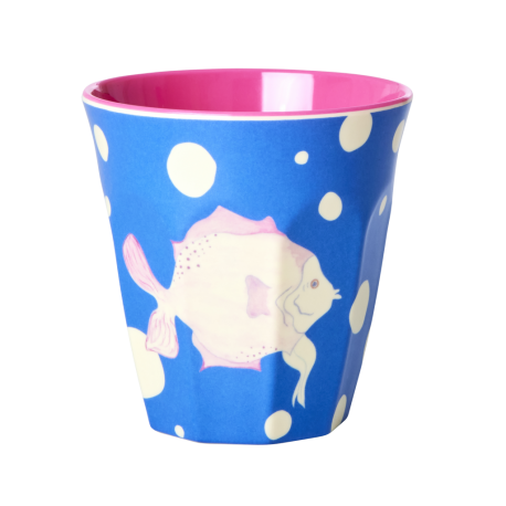 Rice beker Fish Blue