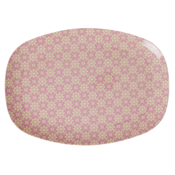 Rice Oval Plate Graphic Flower