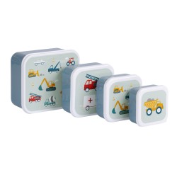 Lunch- en snackbox set voertuigen (4 stuks)