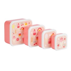 Lunch- en snackbox set Ijsjes (4 stuks)