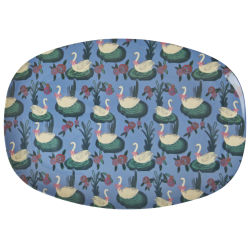 Rice Oval Plate Swan Lake