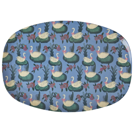 Rice Oval Plate Swan Lake