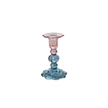 Rice kandelaar glas roze blauw M