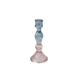 Rice kandelaar glas roze blauw L