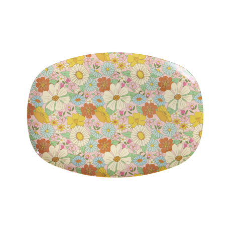 Rice Oval Plate Flower Power