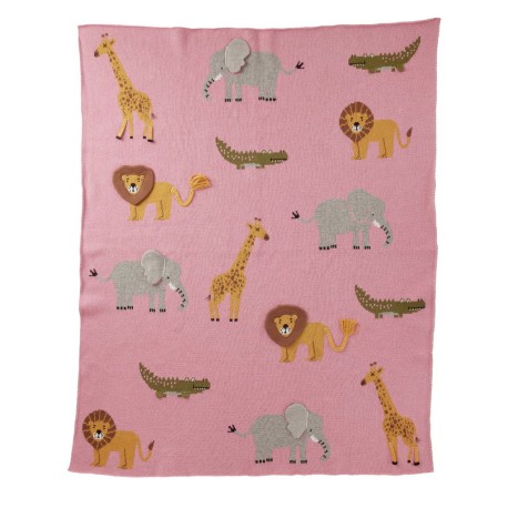 Rice Baby Animals Blanket Pink