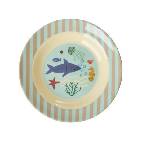 Rice Bowl Plate Blue Ocean