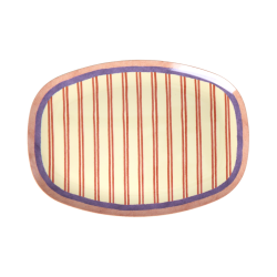 Rice Oval Plate Stripy Love