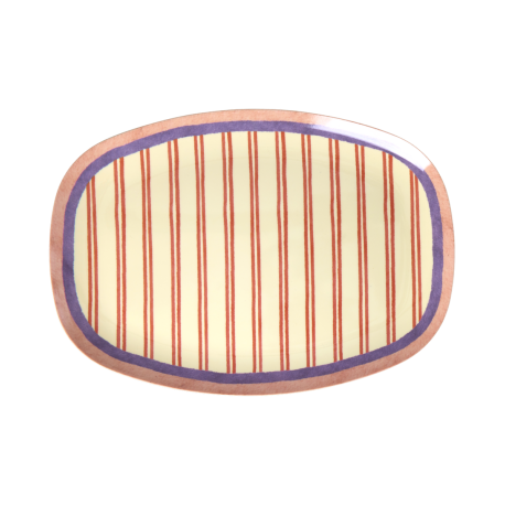 Rice Oval Plate Stripy Love
