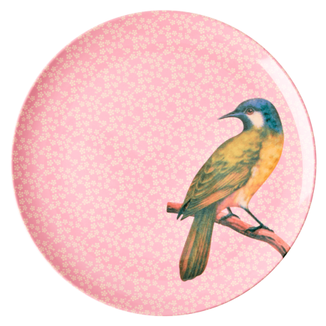 Dinner Plate Vintage Bird Pink