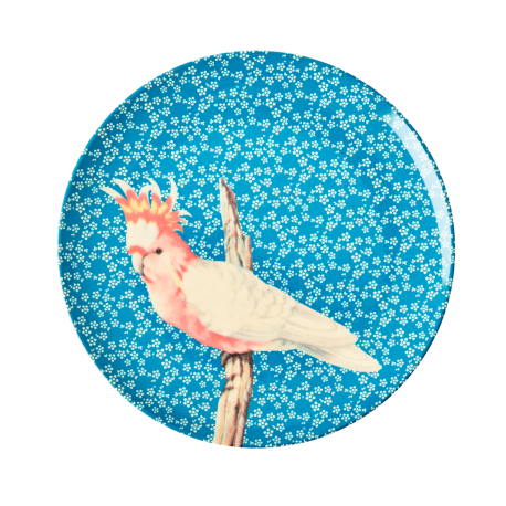 Melamine lunch plate Vintage Bird Blue
