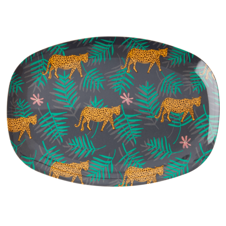Melamine Plate Leopard and Leaves